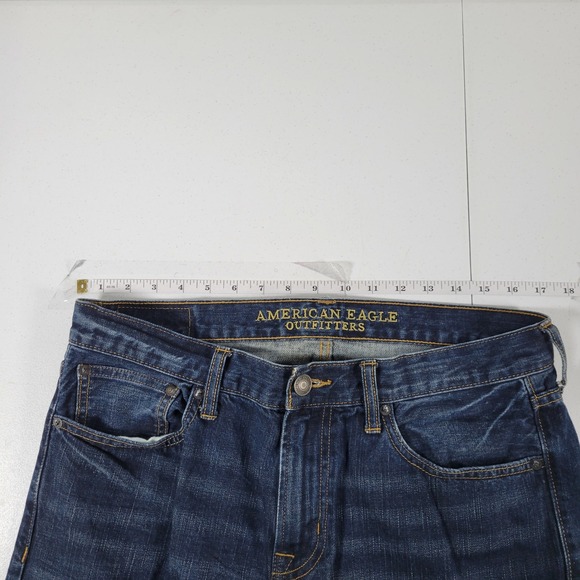 American Eagle Outfitters Mens Original Straight Dark Wash Denim Jeans 32x32 - Picture 3 of 10